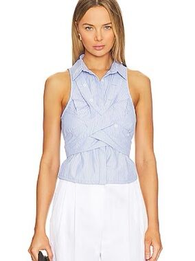 Sovere light blue pinstripe tie top from revolve sold out